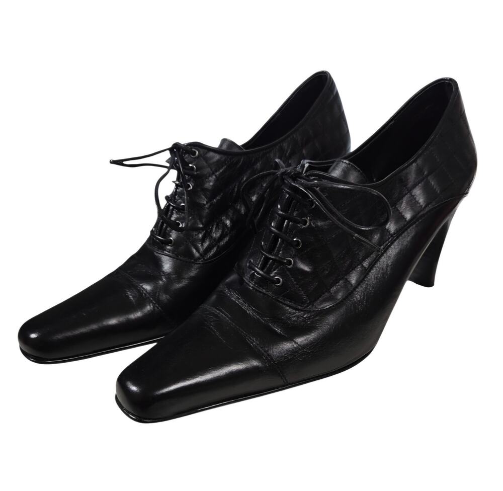 Casual Corner Made in Italy black leather lace‑up heels-sz 5